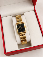 Relógio Feminino Comparatto Analógico Retangular Dourado com Mostrador Preto