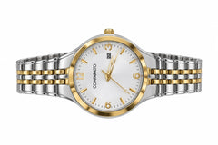 Relógio Feminino Comparatto Analógico Bicolor Prata e Dourado com Mostrador Branco