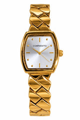 Relógio Feminino Comparatto Analógico Dourado com Caixa Retangular e Pulseira de Elos Geométricos